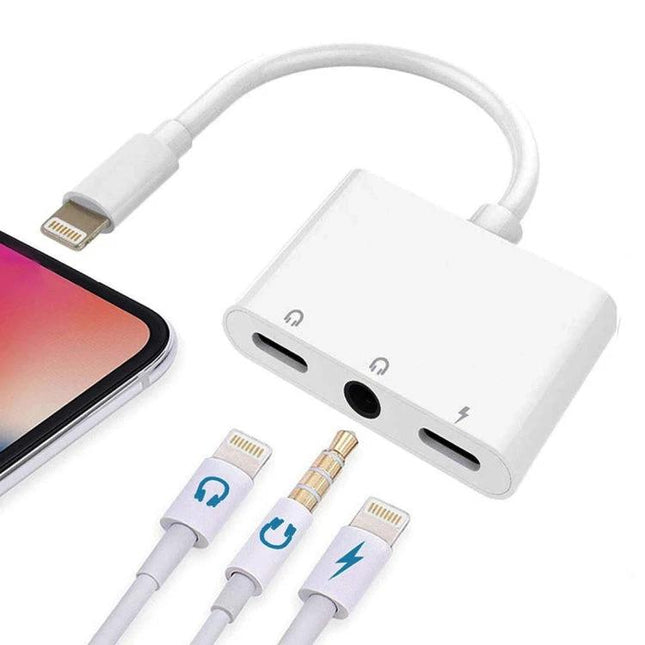 Earphone Adapter for Daily iPhone Charging and Music Listening — white lightning splitter for simultaneous charging and audio