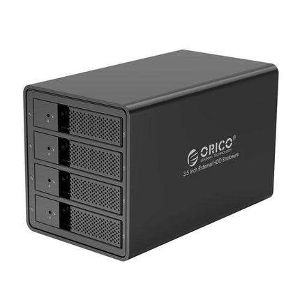 Orico 3.5-Inch Multi-Bay Hard Drive Enclosure in Black, aluminum alloy 4-bay external HDD enclosure for video editors and IT professionals