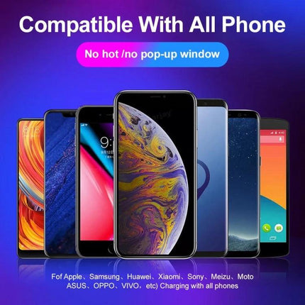Magnetic USB Cable for Daily Phone Charging at Home shown connecting to multiple compatible smartphones on a nightstand for easy magnetic charging