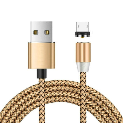 Magnetic USB Cable for Daily Phone Charging at Home — gold braided magnetic charging cable with USB and detachable magnetic tip