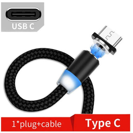 Essential Magnetic Cable for Everyday Device Charging - braided Type-C magnetic charging cable with 360-degree snap-on connector