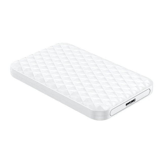 Orico 2.5-Inch Portable Hard Drive Enclosure in Black and White white textured ABS portable enclosure with USB port