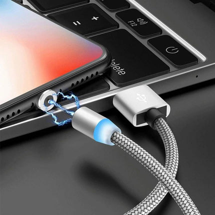 Magnetic Charging Cable for Daily Device Use at Home - braided magnetic USB cable connecting phone to laptop for easy one-handed charging