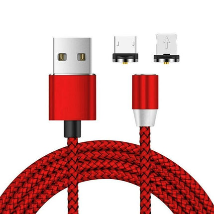 Magnetic Charging Cable for Daily Device Use at Home - red braided magnetic USB cable with interchangeable connectors