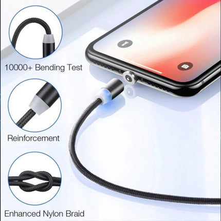 Practical Magnetic Charging Cable for Daily Device Use at Home showing magnetic connector attached to smartphone with braided nylon cable