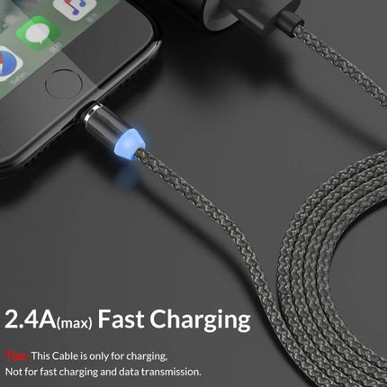 Practical Magnetic Charging Cable for Daily Device Use at Home - braided one-handed USB cable with glowing magnetic tip attached to smartphone charging port