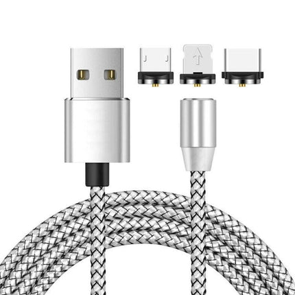 Practical Magnetic Charging Cable for Daily Device Use at Home - braided USB cable with three magnetic tips for phone and tablet charging