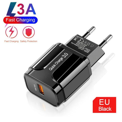Compact EU Plug Charger for Everyday Device Power Needs - black EU quick charge 3.0 wall adapter