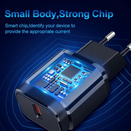Compact EU Plug Charger for Everyday Device Power Needs - compact EU wall charger with smart chip and USB port for stable daily charging