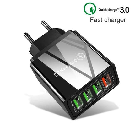 Universal Charger Set for Daily Device Charging on the Go - compact fast 4-port USB wall charger for phones and tablets