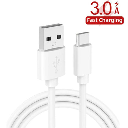 UK Plug Charger Set for Daily Mobile and Tablet Use - white USB-A to USB-C cable showing fast charging 3.0A
