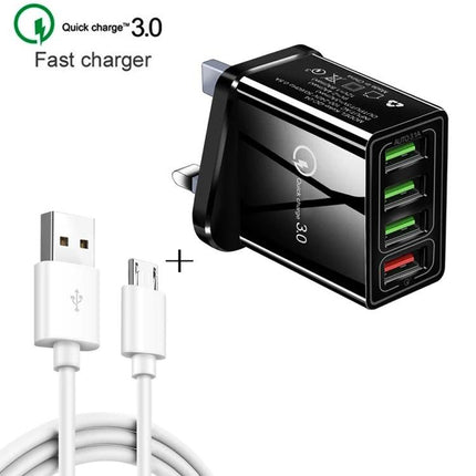 Essential Daily Charger Set for Mobile Devices and Travel - multi-port fast wall charger with USB cable for phone and tablet charging