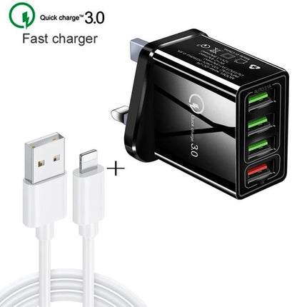 Charger Set for Daily Device Powering at Home and Travel compact multi-port fast charger with 8 Pin data cable