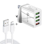 8 Pin Set UK Plug / White