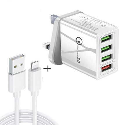 Charger Set for Daily Device Powering at Home and Travel multi‑port USB wall charger with 8 Pin data cable for phone and tablet
