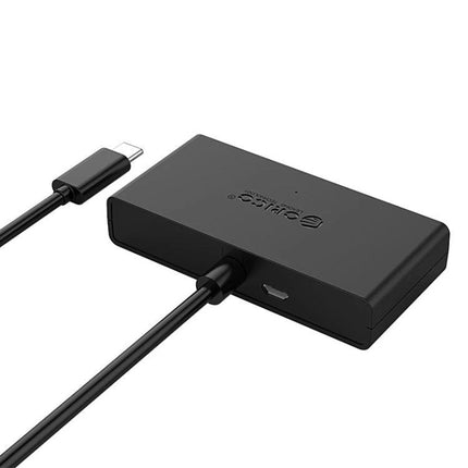 ORICO 4-Port USB 3.0 Hub for Connecting Multiple Devices black compact hub with USB-C cable and four USB 3.0 ports