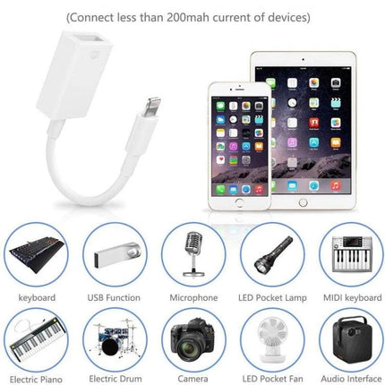 FA-STAR Adapter for Daily iOS USB Device Connections connecting iPhone iPad to keyboard camera microphone USB flash for quick file transfers