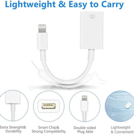 FA-STAR Adapter for Daily iOS USB Device Connections white Lightning-to-USB adapter, plug-and-play for photos, keyboards, lightweight and portable