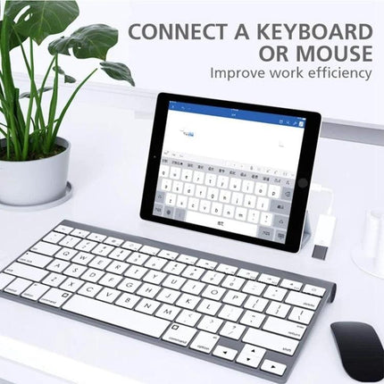 FA-STAR Adapter for Daily iOS USB Device Connections connecting iPad to keyboard and mouse for quick photo and file transfers