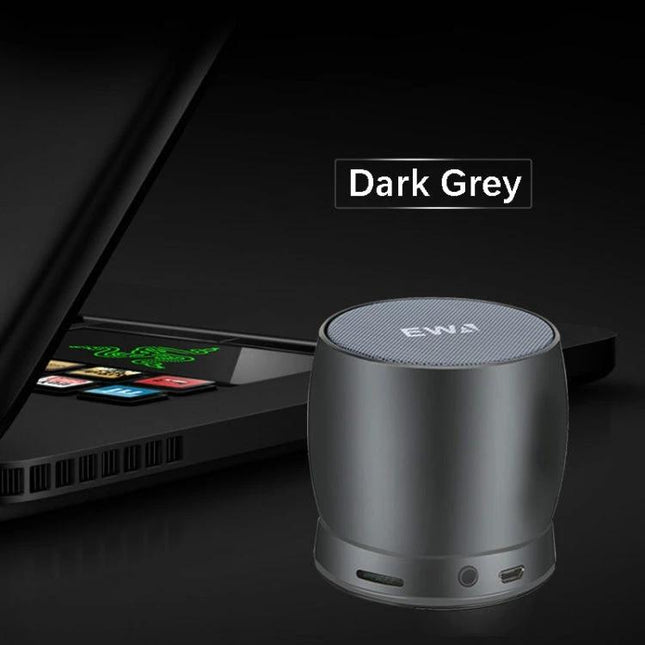 EWA Compact Bluetooth Speaker For Home And Commute dark grey portable 7x7x6.4cm 650mAh battery up to 10h playtime