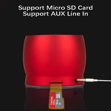 EWA Compact Bluetooth Speaker For Home And Commute red portable speaker with micro SD slot and AUX cable connected