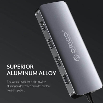 Orico 11-in-1 Multifunction Docking Station for Device Connectivity slim aluminum hub with multiple USB ports for laptops and travel setups