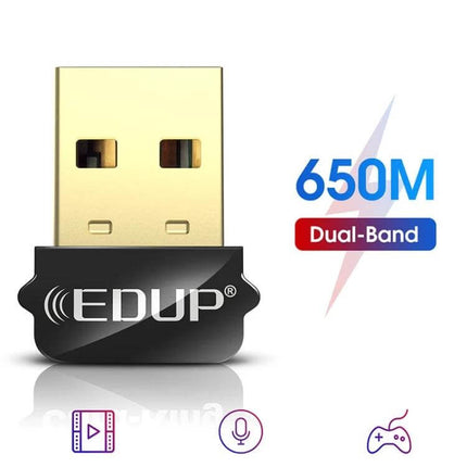 EDUP USB WiFi Adapter for Wireless Internet on Laptops and Desktops compact dual-band 650M USB WiFi dongle