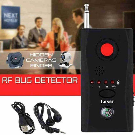 Portable Hidden Camera and Signal Detector for Privacy Protection - handheld RF bug detector with laser, antenna, and accessories