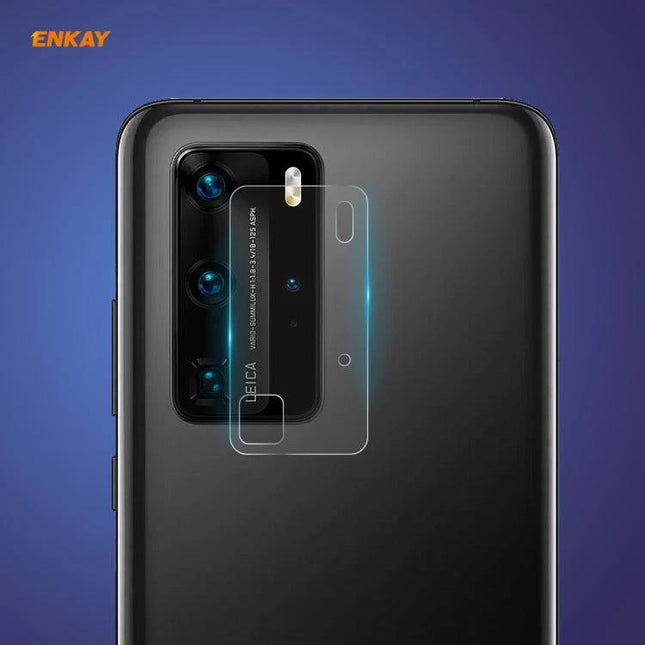 Hat-Prince ENKAY Camera Lens Tempered Glass Protector For Everyday Use shown on smartphone rear camera to prevent scratches and smudges