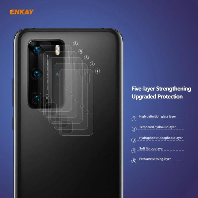 Hat-Prince ENKAY Camera Lens Tempered Glass Protector For Everyday Use showing five-layer tempered glass protection on smartphone camera