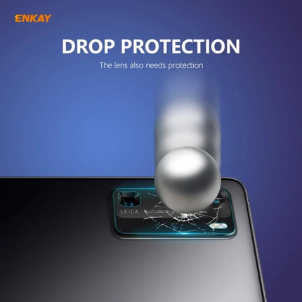 Hat-Prince ENKAY Camera Lens Tempered Glass Protector For Everyday Use showing drop protection demo with cracked lens area