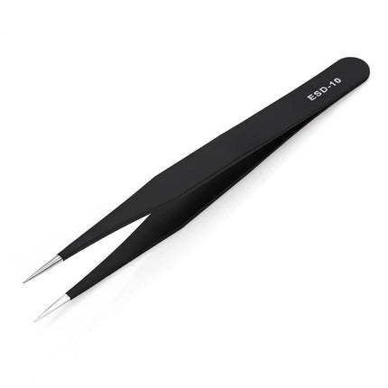 Stainless Steel Anti-Static Tweezers Set for Electronic Maintenance, 6 Pieces - black ESD-10 precision tip tweezer