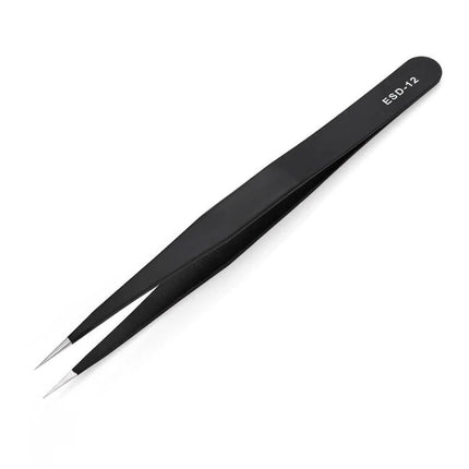 Stainless Steel Anti-Static Tweezers Set for Electronic Maintenance, 6 Pieces - black precision ESD tweezer for IC and PCB work