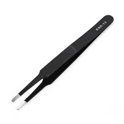 Stainless Steel Anti-Static Tweezers Set for Electronic Maintenance, 6 Pieces - black ESD-13 precision tweezer for electronics