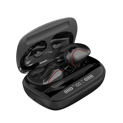 Wireless Touch Earbuds With Charging Case For Commuting in black with LED battery display, touch controls and compact charging case