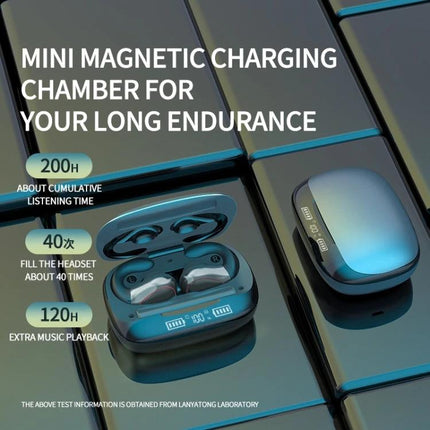 Wireless Touch Earbuds With Charging Case For Commuting showcasing compact magnetic charging case and LED battery display
