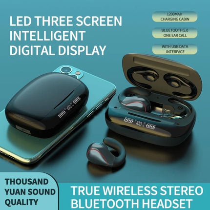 Wireless Touch Earbuds With Charging Case For Commuting showing LED three-screen digital display and charging case