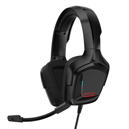Onikuma Gaming Headset With Detachable Mic For Console Play black stereo headset with LED lighting and 50mm drivers