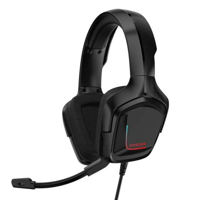 Onikuma Gaming Headset With Detachable Mic For Console Play black stereo headset with LED lighting and 50mm drivers