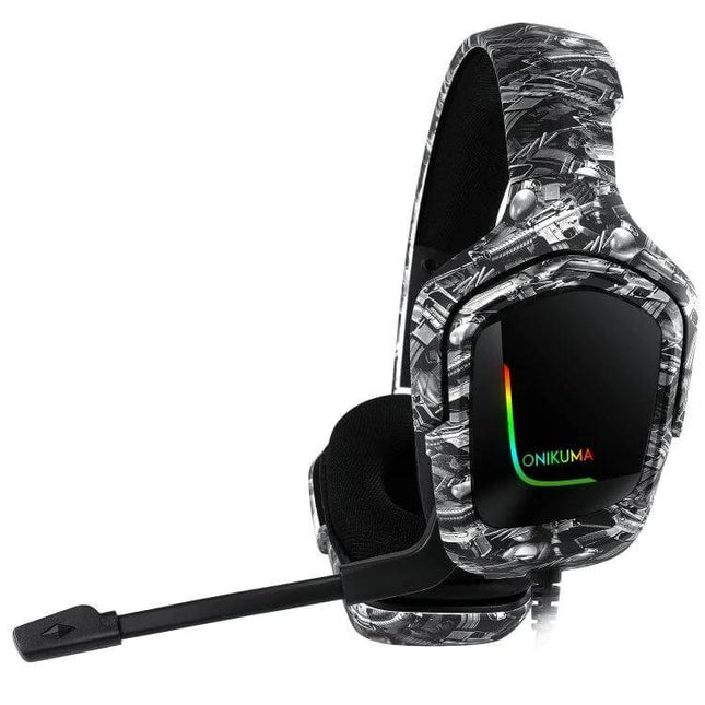 Onikuma Gaming Headset With Built In Microphone For Voice Chat black camo wired surround sound headset