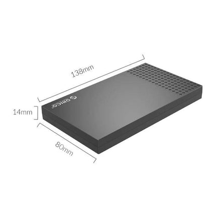 ORICO Portable Enclosure for 2.5 Inch Hard Drives slim black 138x80x14mm tool-free external HDD case for Windows Mac Linux