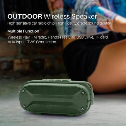 NewRixing Portable Bluetooth Speaker For Home And Travel With Mic compact green speaker with mic, TWS, flashlight, Bluetooth 5.0