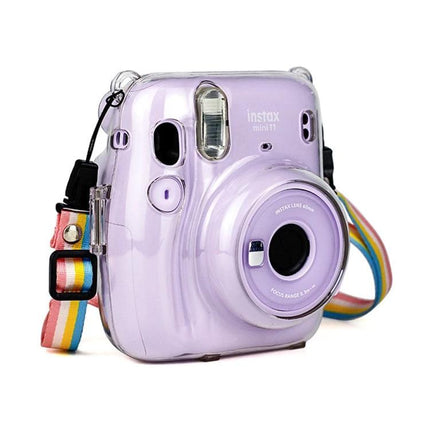 Richwell Carry Case with Shoulder Strap for Fujifilm Instax Mini 11 transparent crystal protective case with rainbow strap