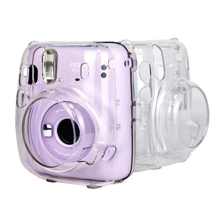 Richwell Carry Case with Shoulder Strap for Fujifilm Instax Mini 11 clear protective crystal case showing camera inside