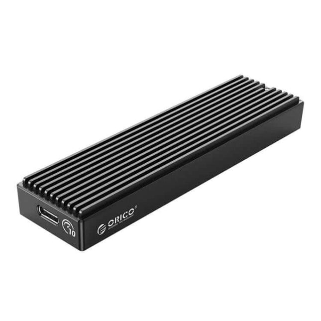 Alt Tag: ORICO M2PV-C3 Enclosure for M.2 NVMe SSD External Use - black aluminum portable NVMe SSD enclosure with USB-C port