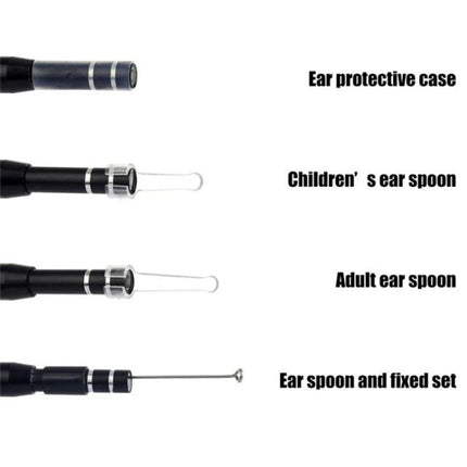 USB Digital Otoscope for Ear Inspection and Wax Viewing showing ear protective case and children and adult ear spoons