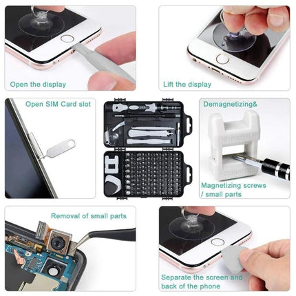 Alt Tag: 115 in 1 Precision Screwdriver Set for Daily Repairs - Compact kit with 98 bits and phone repair tools for opening displays and small electronics