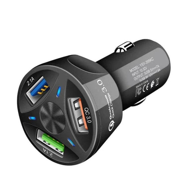 3 USB Car Charger For Phones And Tablets On The Go - QC3.0 fast charging car adapter with 3 ports (USB 3.0 + 2 USB 2.0) for phones and tablets