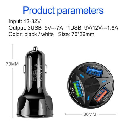 3 USB Car Charger For Phones And Tablets On The Go - black QC3.0 car adapter with one USB 3.0 and two USB 2.0 ports, compact 70x36mm