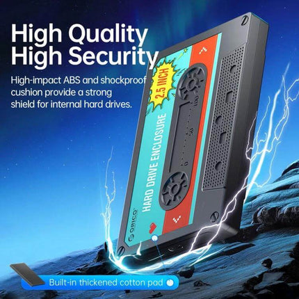 Orico 2.5 Inch USB 3.0 Hard Drive Enclosure for Data Storage — black tool-free 2.5-inch ABS shockproof external HDD enclosure